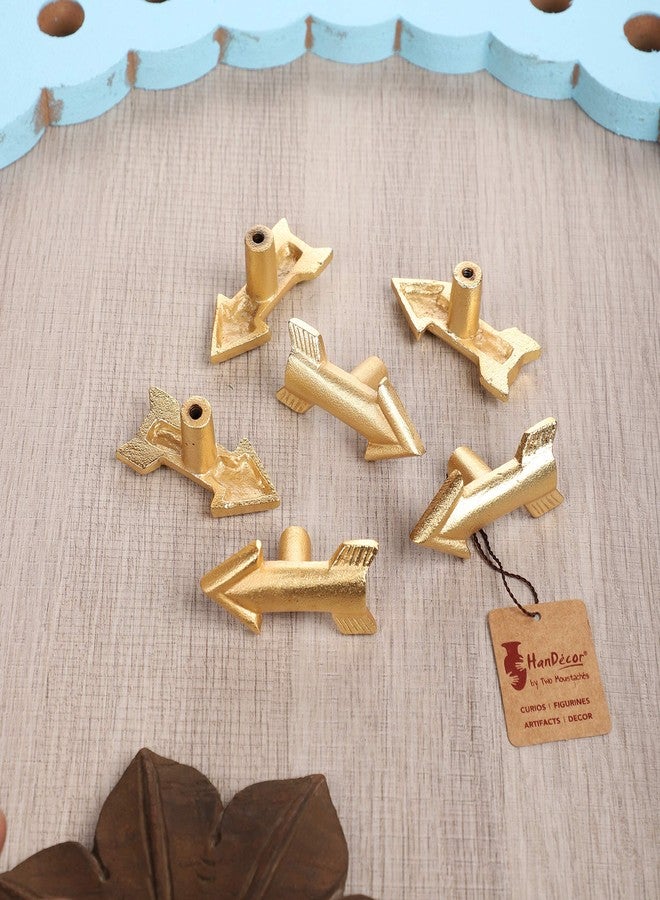 Two Moustaches Flying Arrow Design Cabinet/Wardrobe Knobs, Window Knobs, Cupboard Koobs, Cabinet Knoobs (Golden, Pack of 6) - Image 1